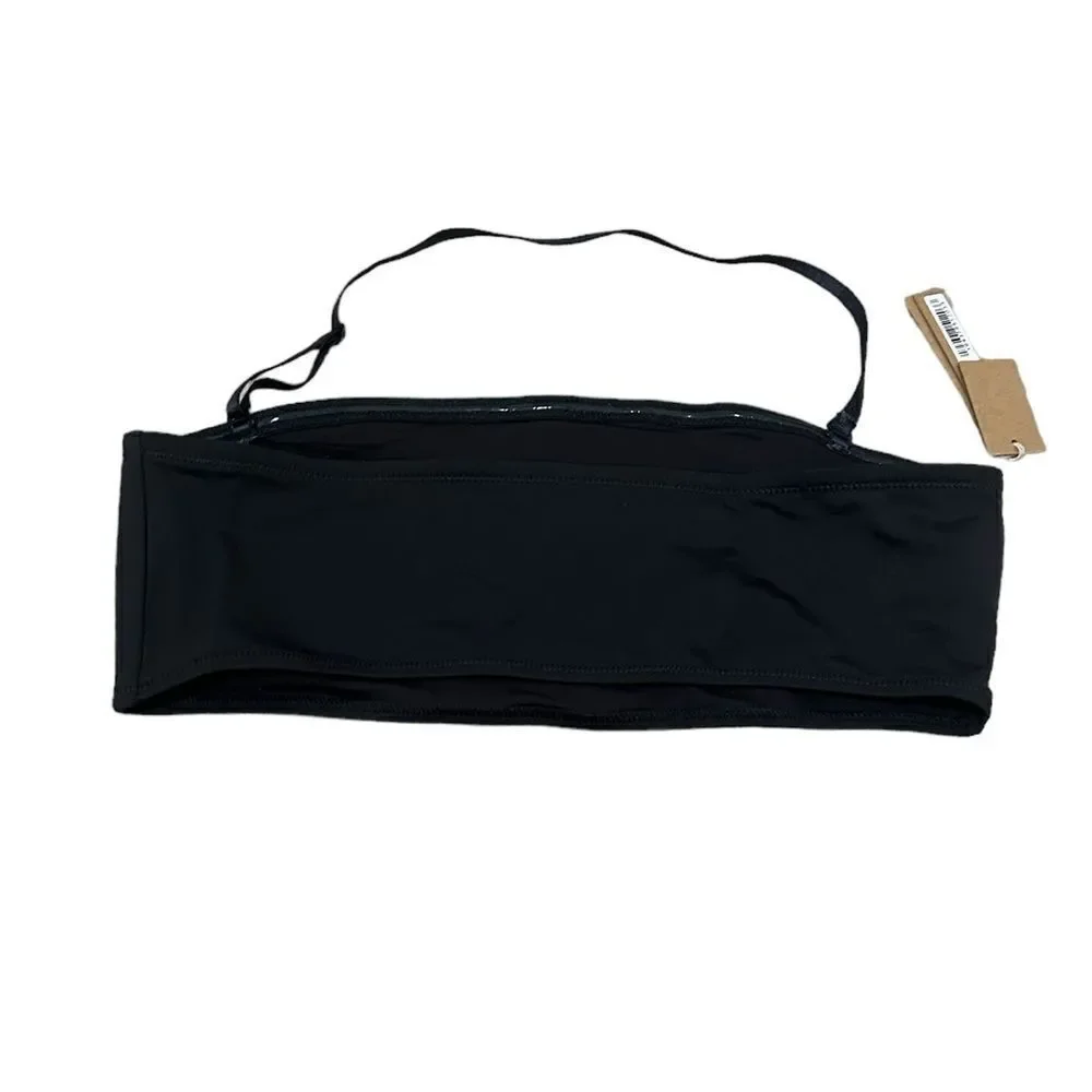 NWT SKIMS Signature Swim Bandeau Bikini Top In Onyx Black